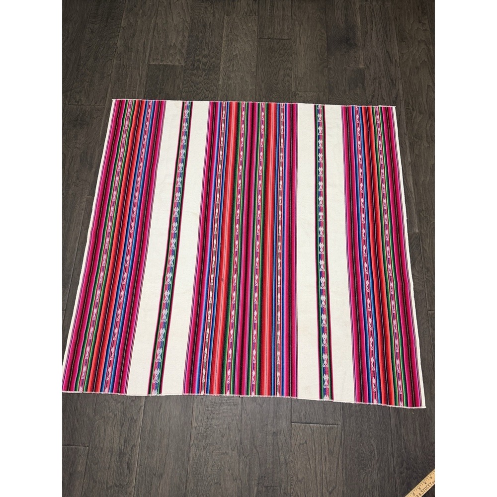 Vintage Aztec Bright Color Yoga Blanket Table Cloth Aguayo Peru